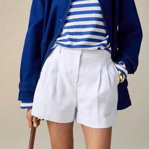 J. Crew Lucia Short in Stretch Linen Blend White